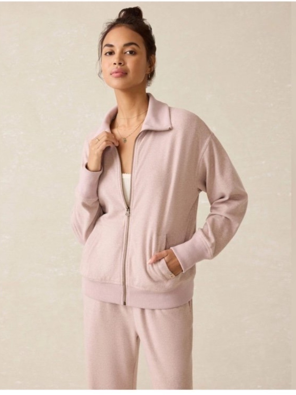 NWT FAHERTY Legend Lounge Full Zip - Blush Twill